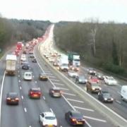 Heavy delays on the M3 southbound near Eastleigh as lane blocked