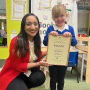 Satvir Kaur with competition winner Laila Weller