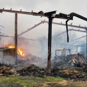 More than 500 hay bales were torched in the blaze