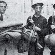 Arriving at the Air Raid Precautions headquarters with equipment for use during air raid exercises.