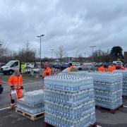 Bottled water stations were very busy