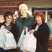 Christmas shopping in Totton - Melissa, Geoff and Rose Watkins from Weston.