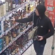 Brazen robber Michael Flores was seen stuffing booze in his bag at Waitrose, Southampton after a crime spree