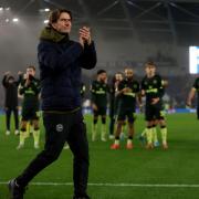 Thomas Frank applauds the fans (Steven Paston/PA)