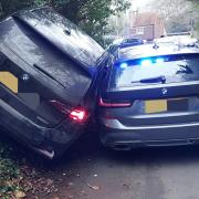 BMW police car makes tactical contact with BMW 2-Series