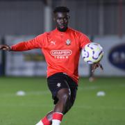 Joachim Kayi Sanda warming up for an under-21s game.