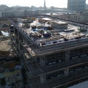 Drone picture of the Bargate Quarter Scheme, where new plans have been approved to advance the scheme.