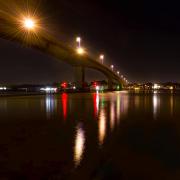 A stock image of the Itchen Bridge late at night.