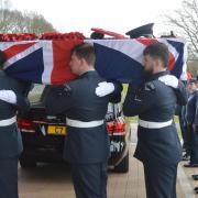 A Spitfire flew over and a guard of honour was held to celebrate the life of 103-year-old RAF hero Bryan Wardell.