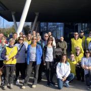 The team setting off on their walk