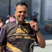 Nikhil Agrawala after completing the Southampton Half Marathon