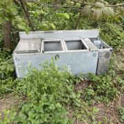 This box has been left outside the Salmon Leap pub