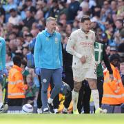 Ederson (centre right) will not feature at Goodison Park (Martin Rickett/PA)