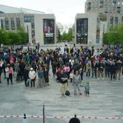 The crowd in the Guildhall Square for the Good Friday Easter service