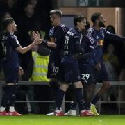 Manor Solomon, left, celebrates his goal (Andrew Matthews/PA)