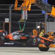 Norris crashed out during the final part of qualifying (AP Photo/Altaf Qadri)