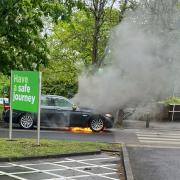 Car bursts into flames at car wash near Asda