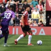 Southampton's Mateus Fernandes during the Premier League match between Southampton and Fulham at St Mary's Stadium. Photo by Stuart Martin.