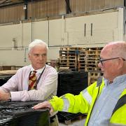 Desmond Swayne met NFFU leader John Allison during a visit to its Lymington warehouse