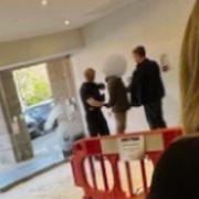 Picture shows moment man is arrested after woman stabbed at office