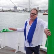 Alan Carr during the show on The Lightship at Haslar Marina, in Gosport