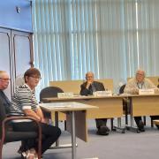 Gosport Borough Council Regulatory Board Meeting Deputations From Kim And Alan Willis For Their Planning Application At 14 Russell Close, Cllr P Chegwyn And Cllr M Bradley In The Backround April 30 Ldrs