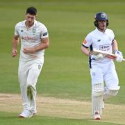 Southampton, UK, 05 May 2025. during the Rothesay County Championship match between Hampshire and Durham at Utilita Bowl. Credit: Dave Vokes/Alamy Live News