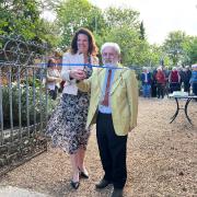 MP Caroline Nokes and Cllr John Parker cut the ribbon at King John House's VE Day event on Monday, May 5.