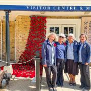 Buckler's Hard team, Susan, Sharon, Linda and Lisa in front of the VE Day display outside the Buckler's Hard Museum