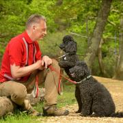 Chris Packham and his poodles in the New Forest