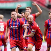 Aldershot Town celebrate after winning the FA Trophy at Wembley.