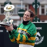 Rachael Blackmore receives the Randox Grand National trophy (David Davies/PA)