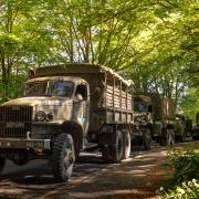 Classic military convoy driving through Hampshire to mark VE Day’s 80th on May 10