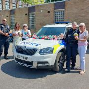 Jax's Knitting Lovelies of Barton on Sea visited Lyndhurst Police Station with the homemade toys