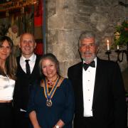 Jon Cuthill and his wife with H&W Rotary President Terri Whitehouse, and Rotarian Ralph Ellis who organised the event