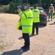 Officers stopped seven cars speeding through the New Forest today.