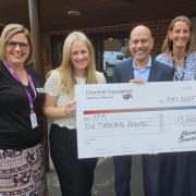 (l-r) Beccy Hutchings (YFM Children’s and Youth Worker), Stephanie Thurston (YFM Funding & Comms Lead), Alex Naraian (Churchill Head of Technical) and Kelly Price (YFM Project Leader)