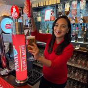 Satvir Kaur MP pulled a pint of Madri for a regular at the Bricklayers Arms in Millbrook.