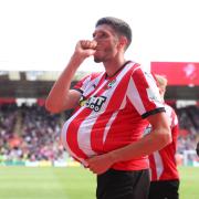 Ross Stewart celebrates his first Saints goal