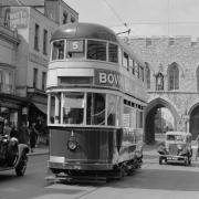 A Southampton tram in service before the network closed in 1949