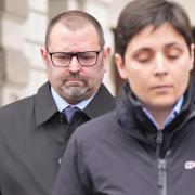 Sussex Police officers Pc Stephen Smith (left) and Pc Rachel Comotto (right) leave Westminster Magistrates’ Court, London (Yui Mok/PA)