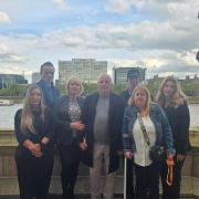 Wayne Birkett and Sharon Miller with their legal team (Rothera Bray/PA)