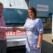 From L to R: Richard Pescott, Managing Director Quirepace, with Sara Gillett, Area Account Manager South for the One Toyota Business Team 