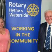 H&W Rotary President Terri Whitehouse with retired DCI Roger Cooper