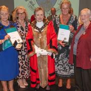 Rose Timms, Wendy Cummins, the Mayor, Councillor Janice Asman, Julie Olden and Anne Winstanley
