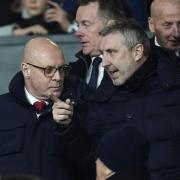 Sir Dave Brailsford pictured with new Manchester United director of football Jason Wilcox in the stands before a UEFA Europa League round of sixteen second leg match at Old Trafford, Manchester.