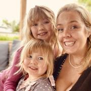 On our Eurocamp trip to La Vallée, sitting on the sofa outside our holiday home