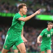 Republic of Ireland’s Kasey McAteer celebrates after scoring (Evan Treacy/PA)