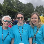 Louisa Millburn, left, stood with other organisers as thousands descended on Eastleigh and Hedge End for the Unwrapped Festival.