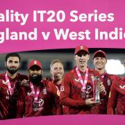 England's Harry Brook and team-mates celebrate with the trophy after winning the third Men's International Twenty20 match at the Utilita Bowl, Southampton. Picture date: Tuesday June 10, 2025. PA Photo.